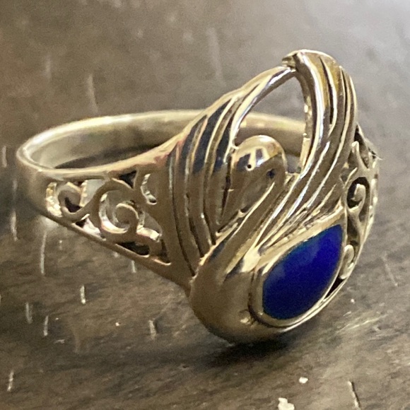 unbranded Jewelry - Sterling Silver Swan Inlayed Lapis Ring size 9